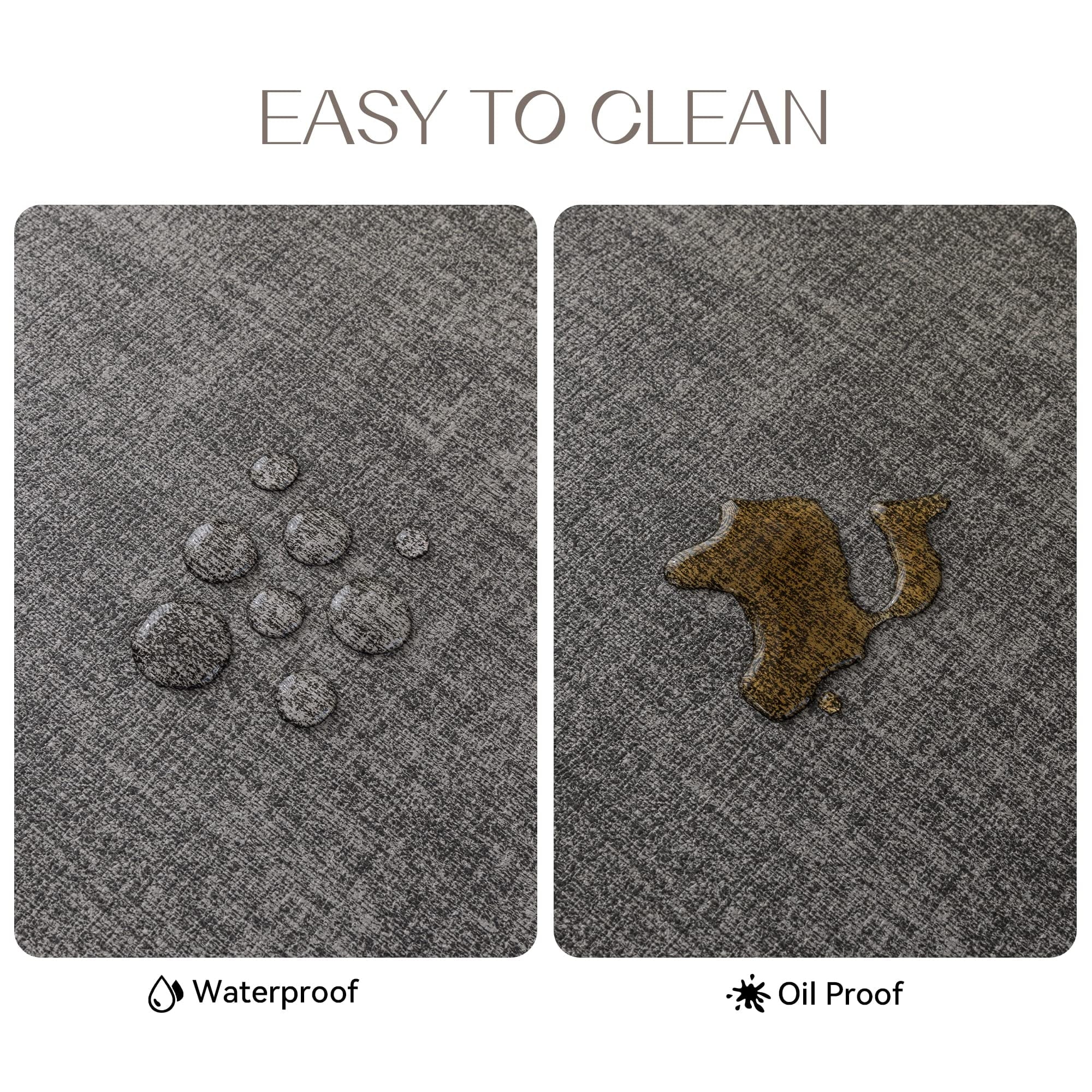 Vinyl Placemats Set of 6, Dark Grey PU Table Mats 12X18 in 100% Waterproof Faux Leather Tablemats for Kitchen/Dining/Party/Holiday