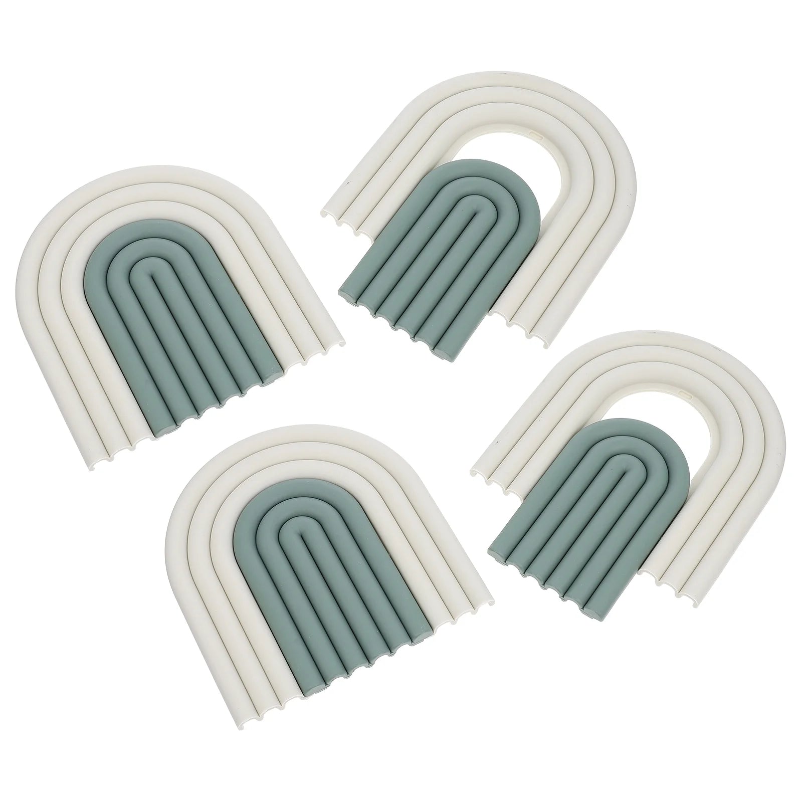 unbranded 4 Pcs Conditioner Devices Table Mat Anti-slip Kitchen Pot Pads 15X14X1CM Green