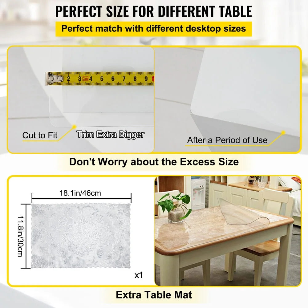 36x60" LarkLyn PVC Table Mat Waterproof Tablecloth Transparent Desk Protector Pad