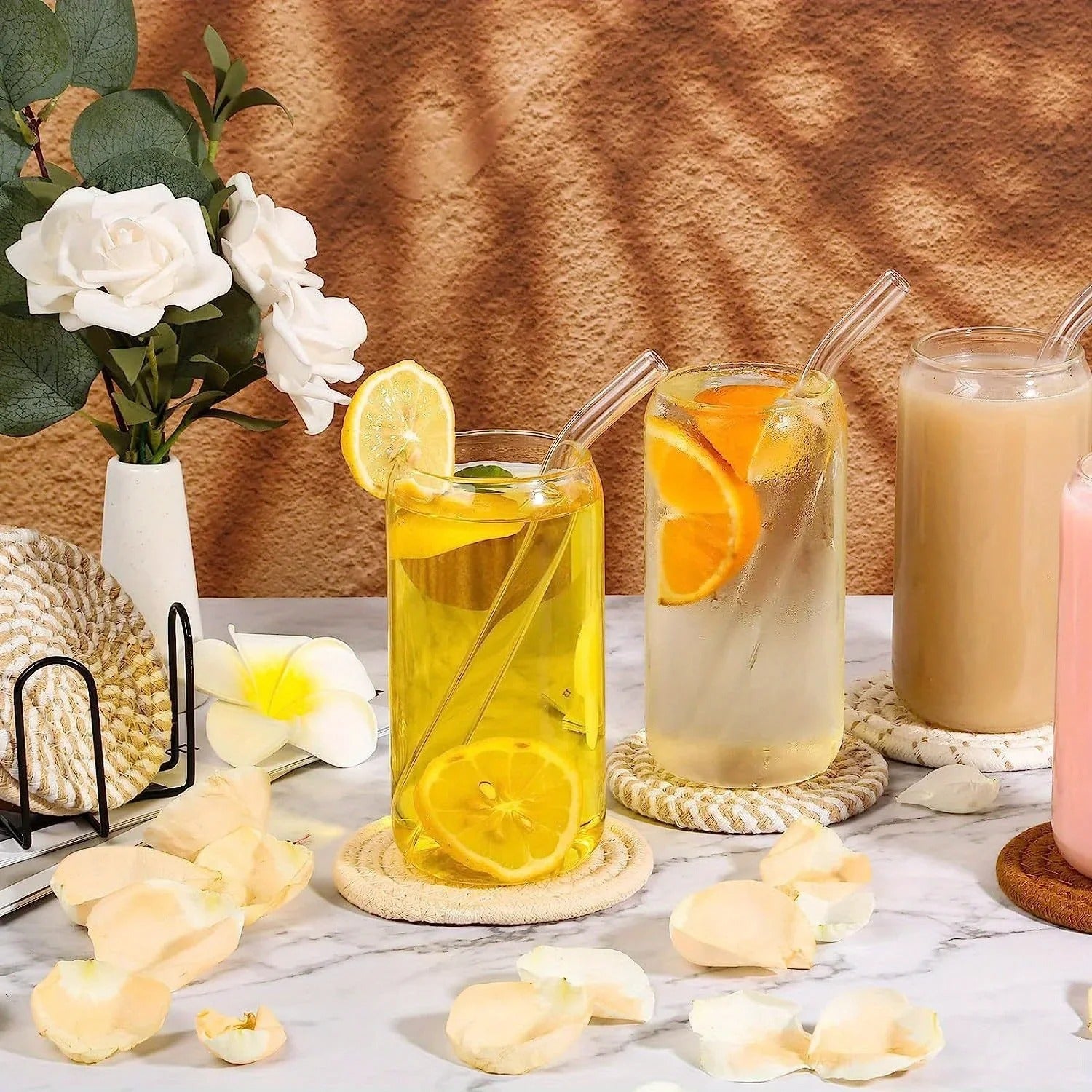 8-Piece Thickened Woven Coaster Cotton Rope Placemats Set with Storage Rack