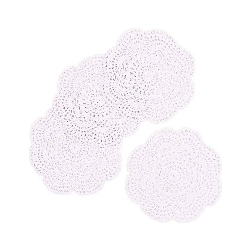 4PCS 8.6 Inch Doilies Crochet Round Lace Doily Handmade Placemats Cotton Crocheted Coasters (White)