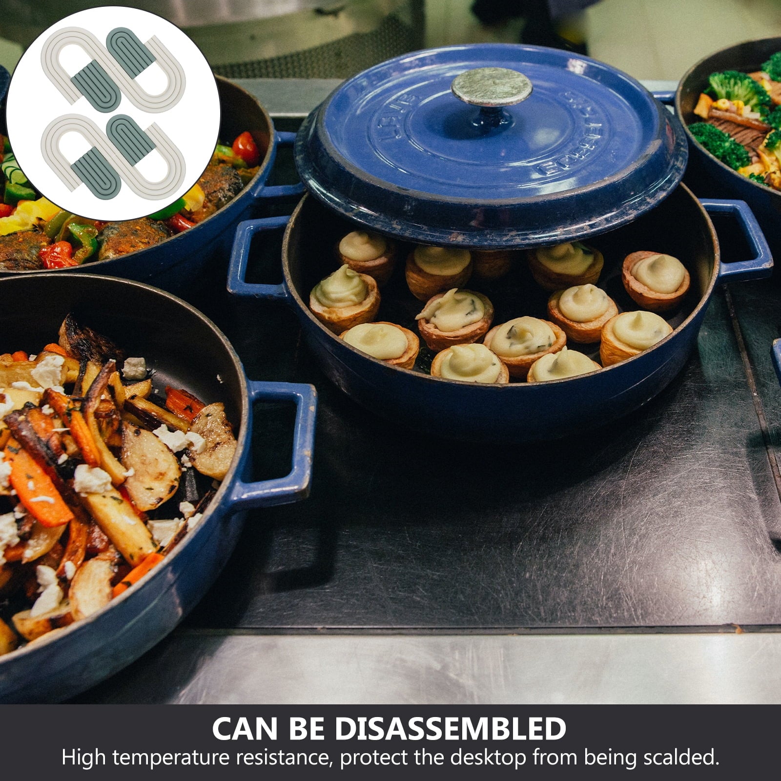 unbranded 4 Pcs Conditioner Devices Table Mat Anti-slip Kitchen Pot Pads 15X14X1CM Green