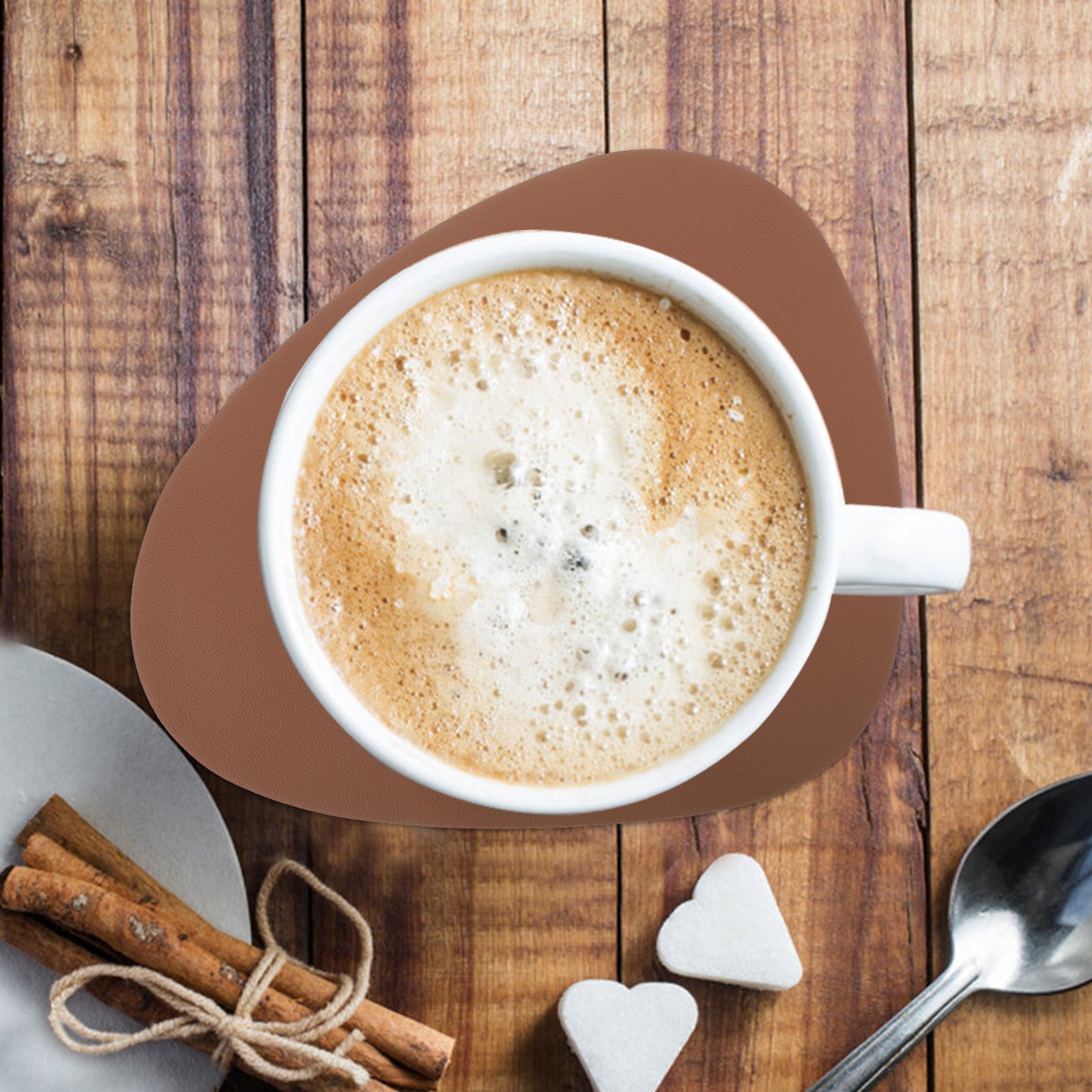 LarkLyn Nordic Style 5 Sets of PU Dining Table Mat and Cup Coaster Set