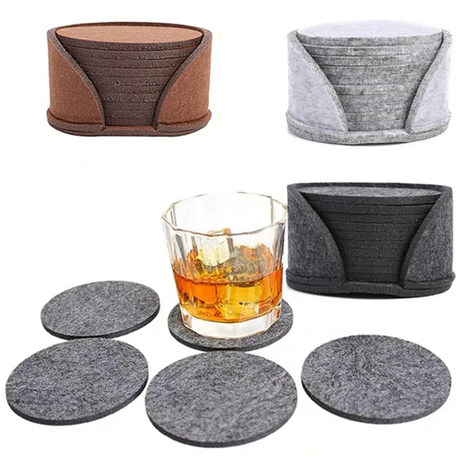 50PCS Round Felt Coaster Dining Table Protector Pad Heat Cup Mat Coffee Tea Hot Drink Mug Placemat,Brown